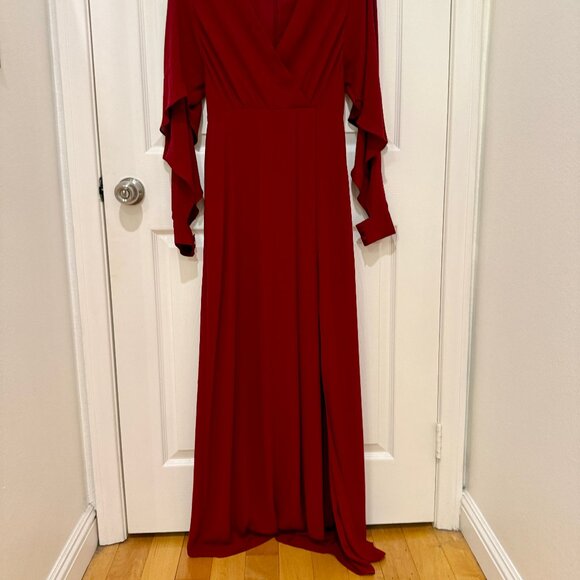 BCBGMAXAZRIA BURGUNDY DORAN MAXI DRESS GOWN NEW WITHOUT TAGS NWOT - Picture 3 of 13